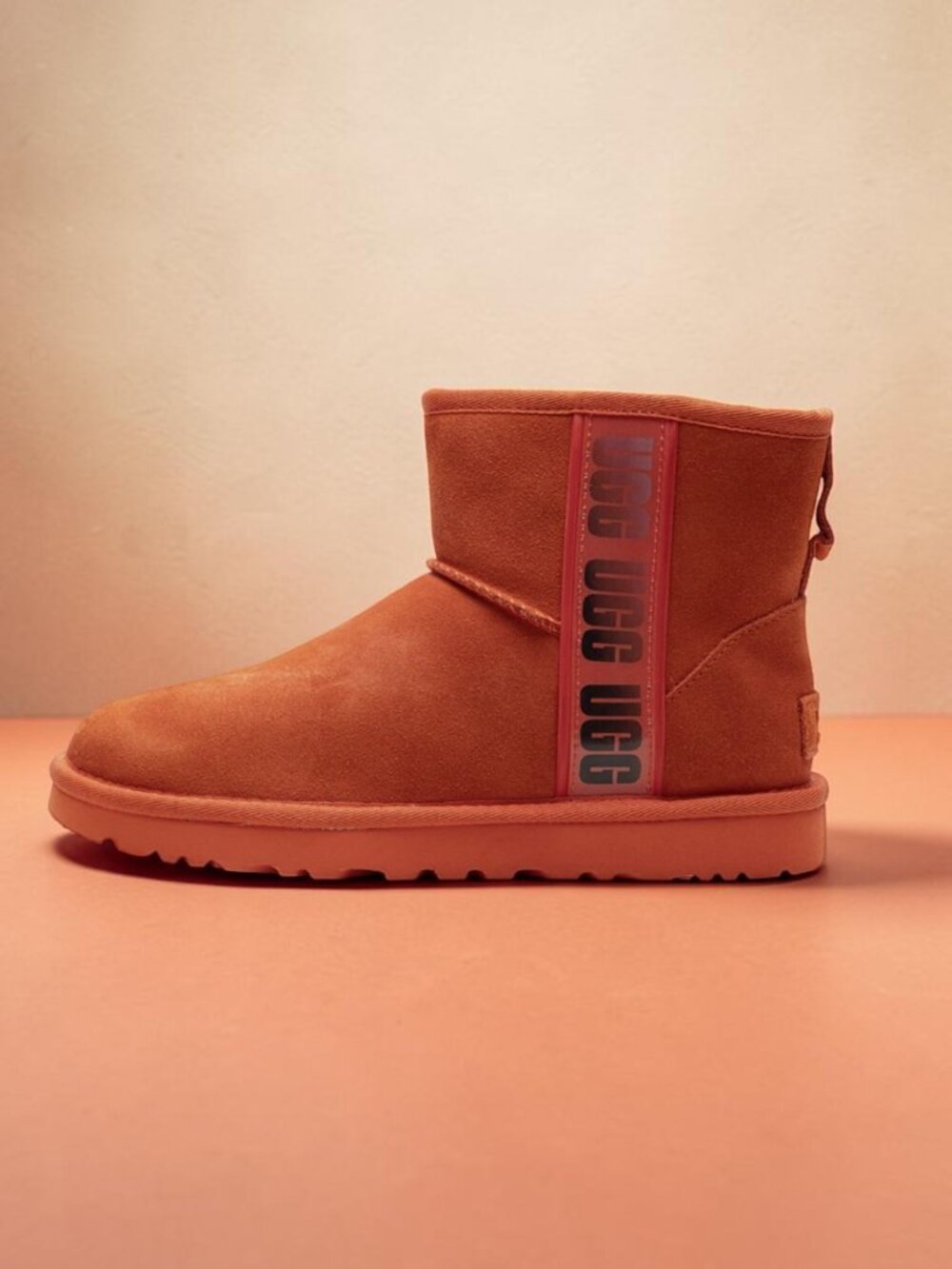 Ugg Classic Mini Side Logo II Suede Orange Ankle Boots (5)